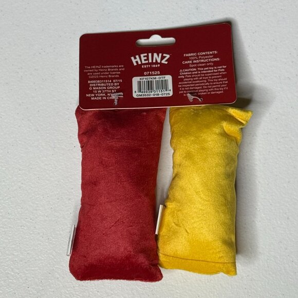 Heinz Ketchup & Mustard Cat Toys Set | Plush Catnip Toys | Food Theme - Picture 3 of 3